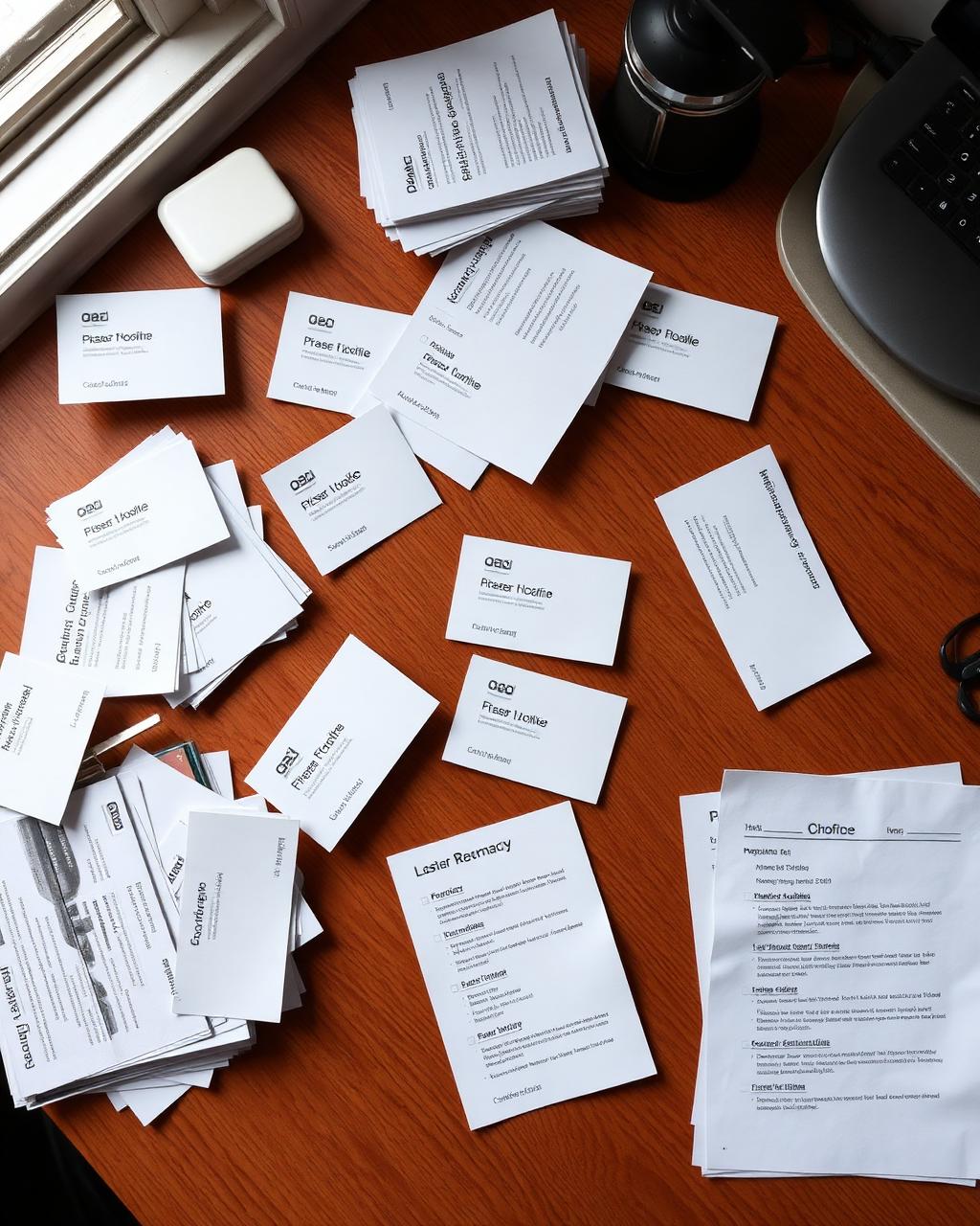 Offline paper business cards and brochures